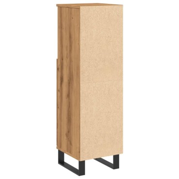 vidaXL Ντουλάπι μπάνιου Δρυς τεχνίτης 30x30x100cm Κατασκευασμένο ξύλο 1 τεμ.