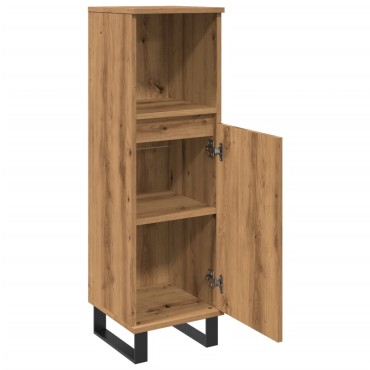 vidaXL Ντουλάπι μπάνιου Δρυς τεχνίτης 30x30x100cm Κατασκευασμένο ξύλο 1 τεμ.