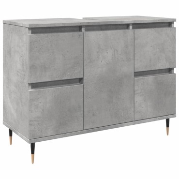 vidaXL Ντουλάπι Μπάνιου Γκρι Σκυροδέματος 80x33x60cm Επεξ. Ξύλο