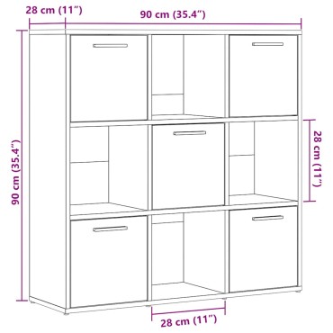 vidaXL Βιβλιοθήκη Παλαιό ξύλο 90x28x90cm Ξύλινη κατασκευή 1 τεμ.