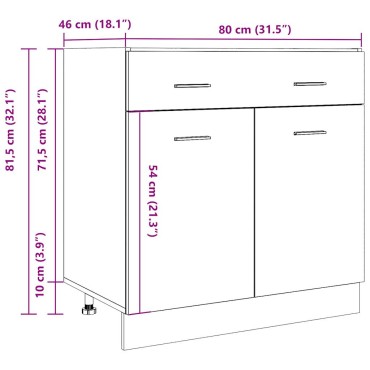 vidaXL Ντουλάπι με Συρτάρι Lyon Γκρι Σκυροδέματος 80x46x81,5 εκ 1 τεμ.