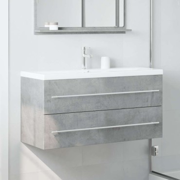 vidaXL Ντουλάπι Νιπτήρα Γκρι Σκυροδέματος 100x38,5x48cm Επεξ. Ξύλο 1 τεμ.