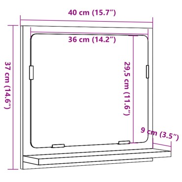 vidaXL Καθρέφτης Μπάνιου Γκρι Σκυροδέματος 40x11x37cm Επεξ. Ξύλο 1 τεμ.