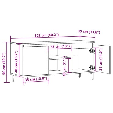 vidaXL Έπιπλο Τηλεόρασης Παλιό Ξύλο 102x35x50cm από Μοριοσανίδα