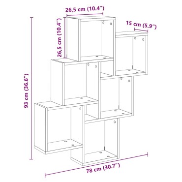 vidaXL Ραφιέρα Τοίχου με Κύβους Παλιό Ξύλο 78x15x93 εκ 1 τεμ.
