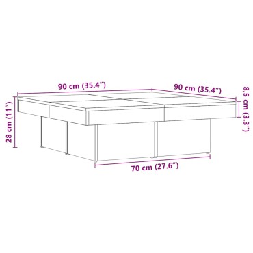 vidaXL Τραπεζάκι Σαλονιού Παλιό Ξύλο 90x90x28cm Επεξεργασμένο Ξύλο 1 τεμ.