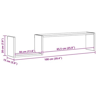 vidaXL Ραφιέρες Τοίχου 2 τεμ. Παλιό Ξύλο 100x15x20 εκ