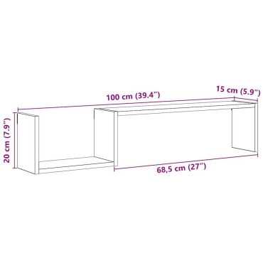 vidaXL Ραφιέρες Τοίχου 2 τεμ. Παλιό Ξύλο 100x15x20 εκ