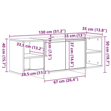 vidaXL Έπιπλο Τηλεόρασης Παλιό Ξύλο 130x35x50cm από Μοριοσανίδα