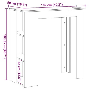 vidaXL Τραπέζι Κονσόλα με Ράφι Παλιό Ξύλο 102x50x103,5cm Επεξεργ. Ξύλο 1 τεμ.