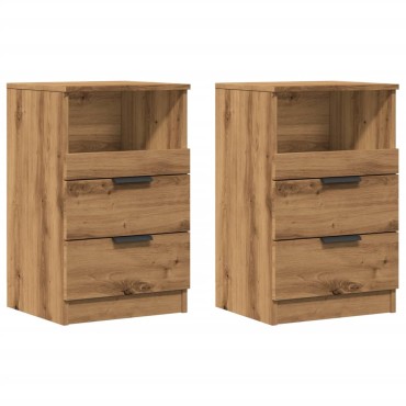 vidaXL Κομοδίνα 2 τεμ.Αρτισιανή Δρυς 40x36x65cm Επεξ. Ξύλο