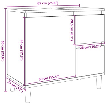 vidaXL ντουλάπι νεροχύτη σκυρόδεμα γκρι 65x33x60cm κατασκευασμένο ξύλο