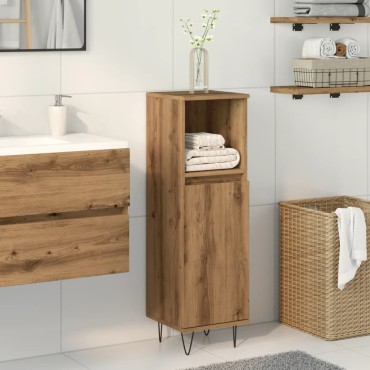 vidaXL Ντουλάπι μπάνιου Δρυς τεχνίτης 30x30x100cm Κατασκευασμένο ξύλο