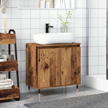 vidaXL Ντουλάπι μπάνιου Παλιό ξύλο 58x33x60cm Κατασκευασμένο ξύλο
