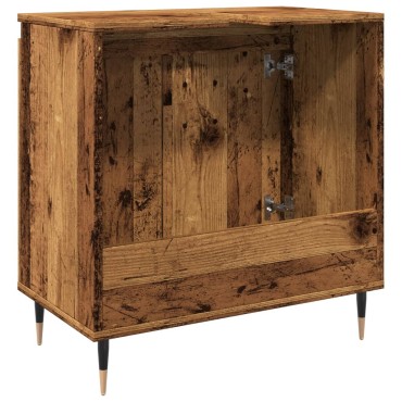 vidaXL Ντουλάπι μπάνιου Παλιό ξύλο 58x33x60cm Κατασκευασμένο ξύλο