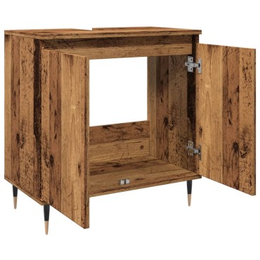 vidaXL Ντουλάπι μπάνιου Παλιό ξύλο 58x33x60cm Κατασκευασμένο ξύλο