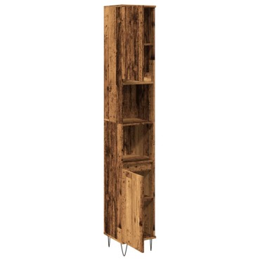 vidaXL Ντουλάπι μπάνιου Παλιό ξύλο 30x30x190cm Κατασκευασμένο ξύλο