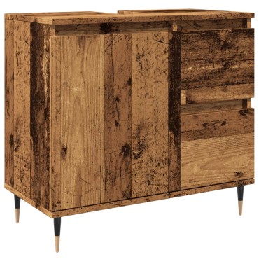 vidaXL Ντουλάπι μπάνιου Παλιό ξύλο 65x33x60cm Κατασκευασμένο ξύλο 1 τεμ.