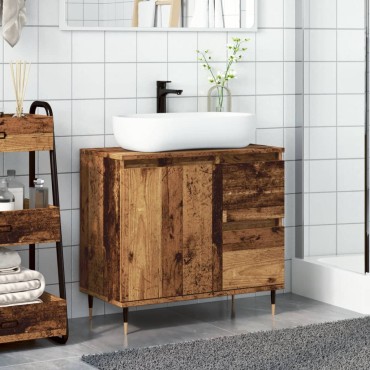 vidaXL Ντουλάπι μπάνιου Παλιό ξύλο 65x33x60cm Κατασκευασμένο ξύλο 1 τεμ.