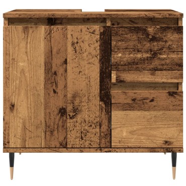 vidaXL Ντουλάπι μπάνιου Παλιό ξύλο 65x33x60cm Κατασκευασμένο ξύλο 1 τεμ.