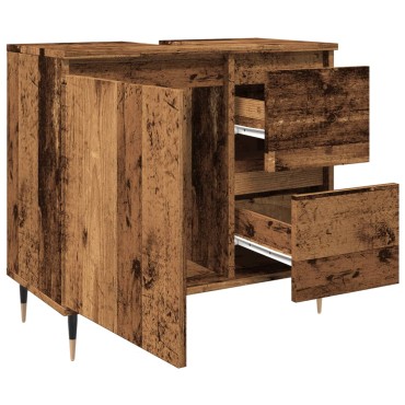 vidaXL Ντουλάπι μπάνιου Παλιό ξύλο 65x33x60cm Κατασκευασμένο ξύλο 1 τεμ.