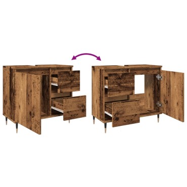 vidaXL Ντουλάπι μπάνιου Παλιό ξύλο 65x33x60cm Κατασκευασμένο ξύλο 1 τεμ.