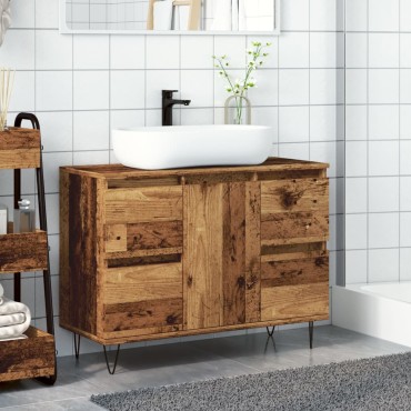vidaXL Ντουλάπι Μπάνιου Παλαιό Ξύλο 80x33x60cm από Επεξεργασμένο Ξύλο