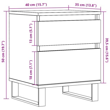 vidaXL Κομοδίνο Παλιό ξύλο 40x35x50cm από Επεξεργασμένο Ξύλο 1 τεμ.