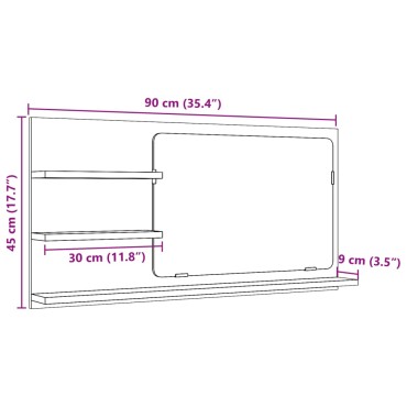 vidaXL Έπιπλο Καθρέφτη Μπάνιου Παλαιό Ξύλο 90x11x45cm Επεξ. Ξύλο 1 τεμ.