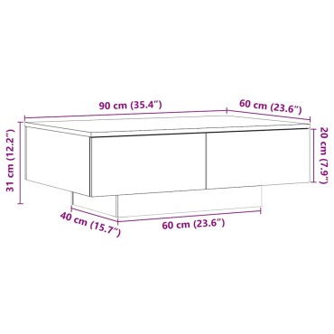 vidaXL Τραπεζάκι Σαλονιού Παλιό Ξύλο 90x60x31cm από Μοριοσανίδα 1 τεμ.