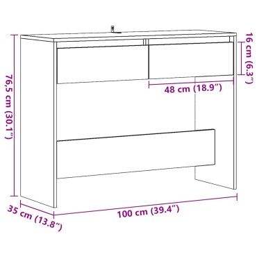 vidaXL Τραπέζι Κονσόλα Παλαιό Ξύλο 100x35x76,5cm Επεξεργασμένο Ξύλο 1 τεμ.