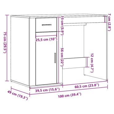 vidaXL Γραφείο Παλιό Ξύλο 100x49x75cm από Μοριοσανίδα 1 τεμ.
