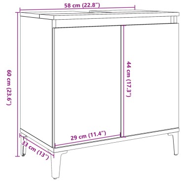 vidaXL Ντουλάπι νιπτήρα Παλιό ξύλο 58x33x60cm Κατασκευασμένο ξύλο 1 τεμ.