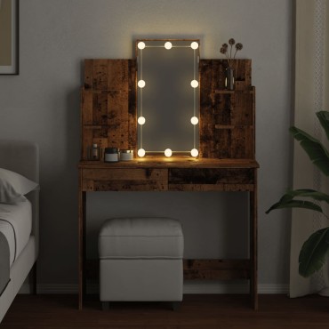 vidaXL Μπουντουάρ με LED Φώτα Παλιό Ξύλο 96x40x142cm 1 τεμ.