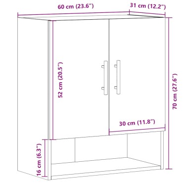 vidaXL Ντουλάπι Τοίχου Παλιό Ξύλο 60x31x70cm Επεξεργασμένο Ξύλο 1 τεμ.