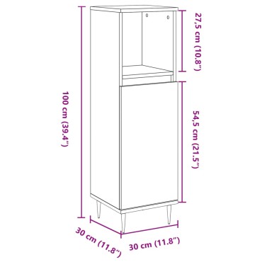 vidaXL Ντουλάπι μπάνιου Παλιό ξύλο 30x30x100cm Κατασκευασμένο ξύλο