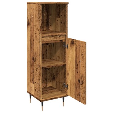 vidaXL Ντουλάπι μπάνιου Παλιό ξύλο 30x30x100cm Κατασκευασμένο ξύλο