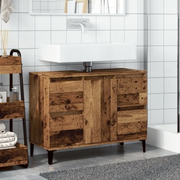 vidaXL Ντουλάπι νιπτήρα Παλιό ξύλο 80x33x60cm Κατασκευασμένο ξύλο 1 τεμ.