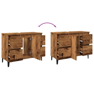 vidaXL Ντουλάπι νιπτήρα Παλιό ξύλο 80x33x60cm Κατασκευασμένο ξύλο 1 τεμ.