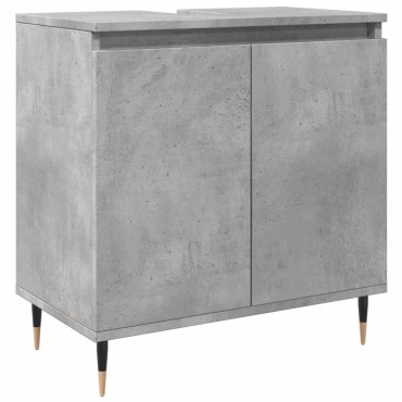 vidaXL Ντουλάπι Μπάνιου Γκρι Σκυροδεμ. 58x33x60cm Επεξεργ. Ξύλο
