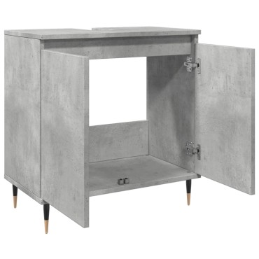 vidaXL Ντουλάπι Μπάνιου Γκρι Σκυροδεμ. 58x33x60cm Επεξεργ. Ξύλο