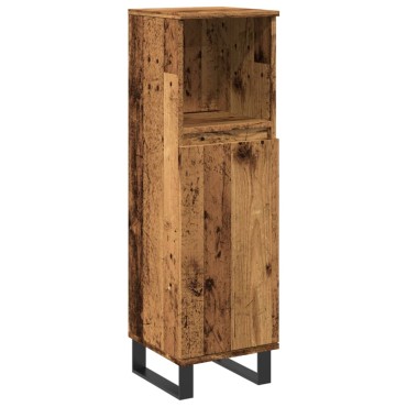 vidaXL Ντουλάπι μπάνιου Παλιό ξύλο 30x30x100cm Κατασκευασμένο ξύλο 1 τεμ.