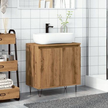 vidaXL Ντουλάπι Μπάνιου Δρυς τεχνίτης 58x33x60cm από Επεξεργ Ξύλο