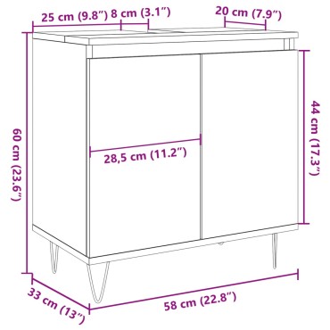 vidaXL Ντουλάπι Μπάνιου Δρυς τεχνίτης 58x33x60cm από Επεξεργ Ξύλο