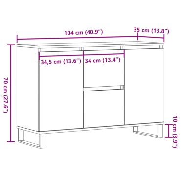 vidaXL Μπουφές Παλιό ξύλο 104x35x70cm από Επεξεργασμένο Ξύλο 1 τεμ.