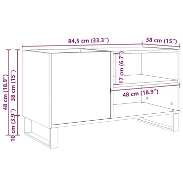 vidaXL Δισκοθήκη Δρυς τεχνίτης 84,5x38x48cm από Επεξεργασμένο Ξύλο