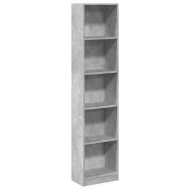vidaXL Βιβλιοθήκη Γκρι Σκυροδέματος 40x24x176cm Επεξεργ. Ξύλο 1 τεμ.