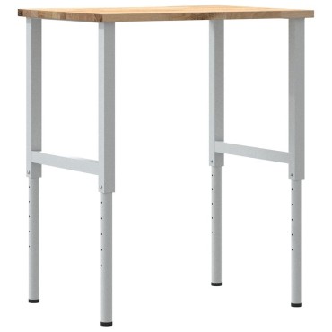 πάγκος εργασίας vidaXL 80x60x(71,5-98) cm Μασίφ Ξύλο Δρυς