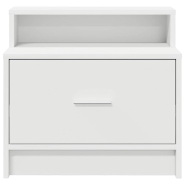 vidaXL Κομοδίνο με συρτάρι Λευκό 51x31x47cm 1 τεμ.