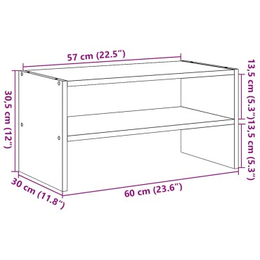vidaXL Ράφι παπουτσιών στοιβαζόμενο λευκό 60x30x30,5cm